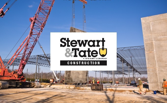 Stewart & Tate logo and construction site